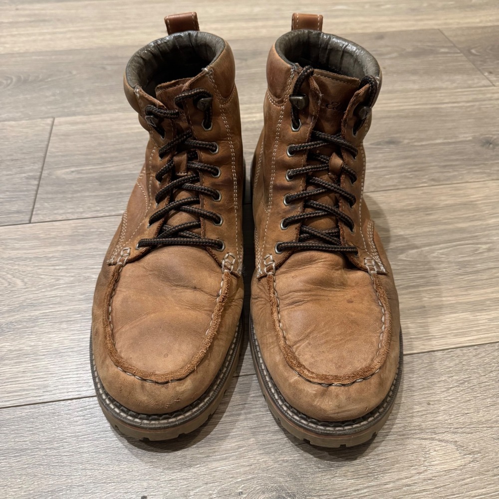 Eddie Bauer Severson Brown Leather Moc Toe Waterproof Boots Mens 10.5